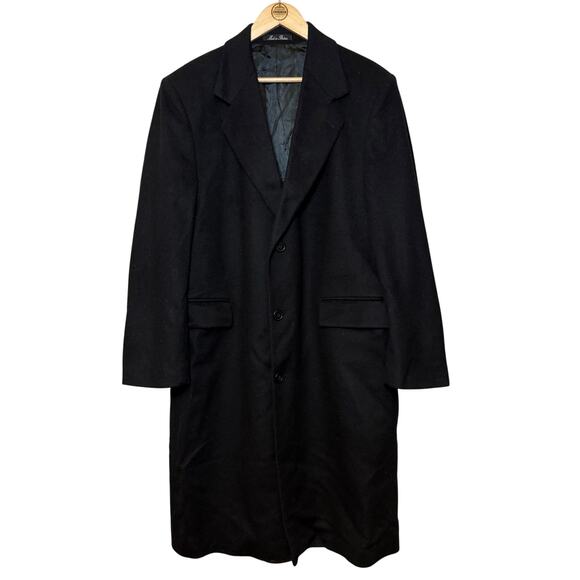 J.G. Chappel VTG Cashmere Wool Overcoat Long Black Mens Size R44 Made In England - Picture 1 of 9